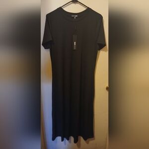 Fashion Nova Black Short Sleeve Long Dress